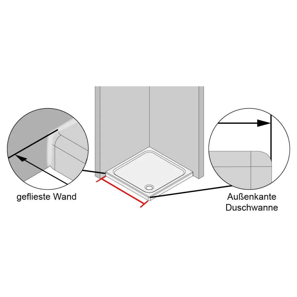 Dimension receveur installé (gauche)